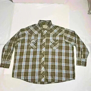 Vintage Wrangler Western Mens Pearl Snap Brushpopper Shirt Plaid Cowboy Size 3XL